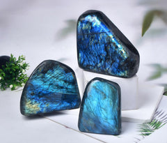 FZBHRO Labradorite rock slab on office desk promotes focus