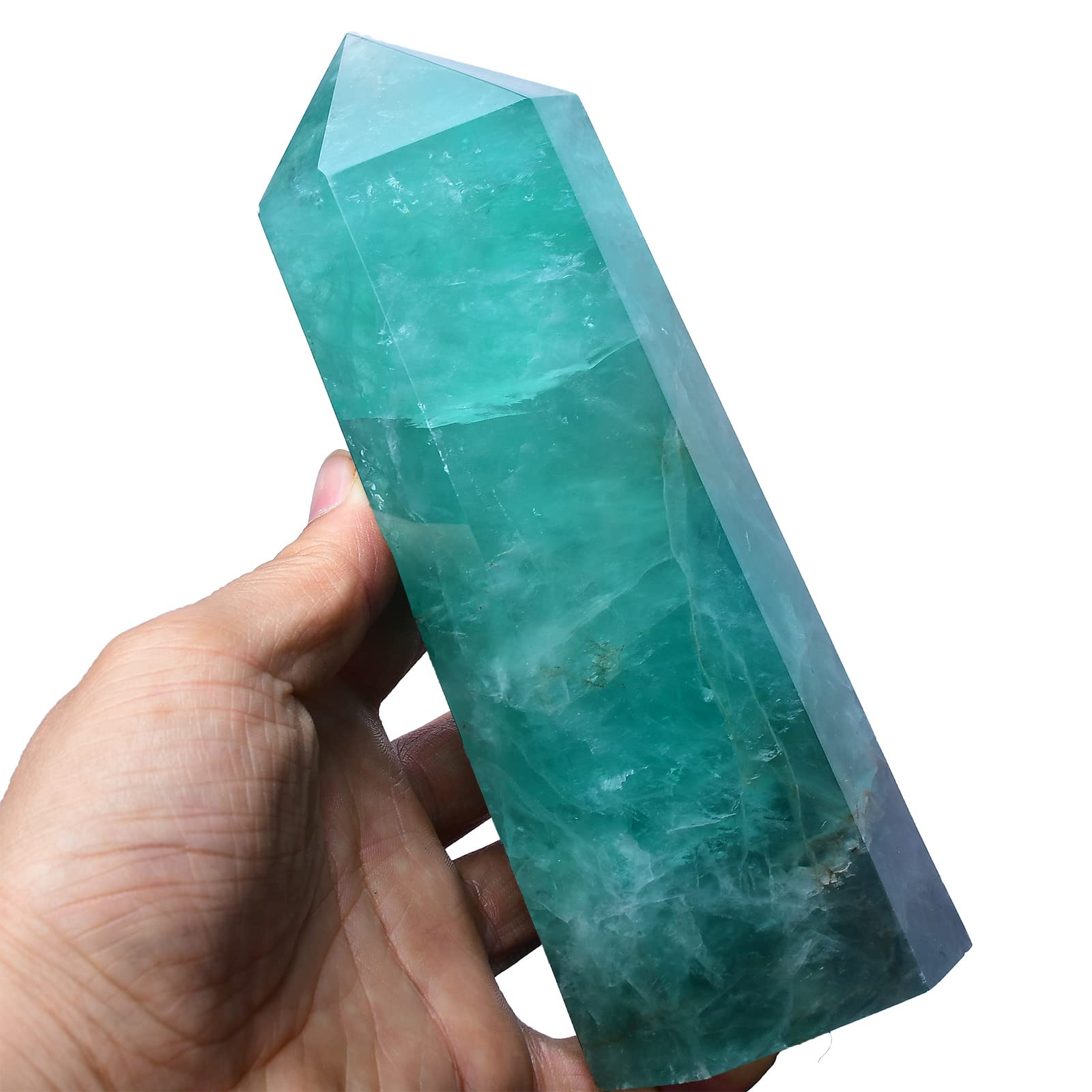 FZBHRO Green Fluorite Quartz Tower main image for meditation and focus.