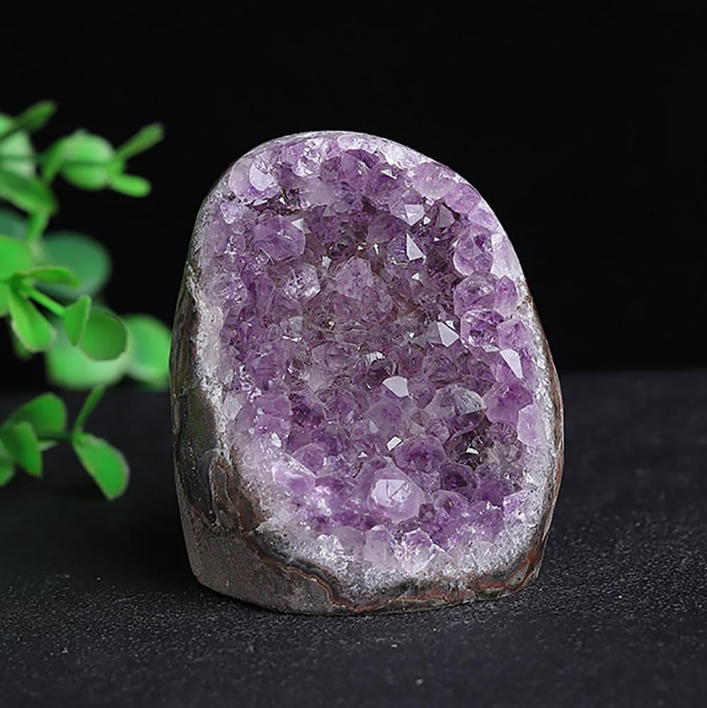 FZBHRO amethyst cluster geode front view for calm ambiance and decorative flair