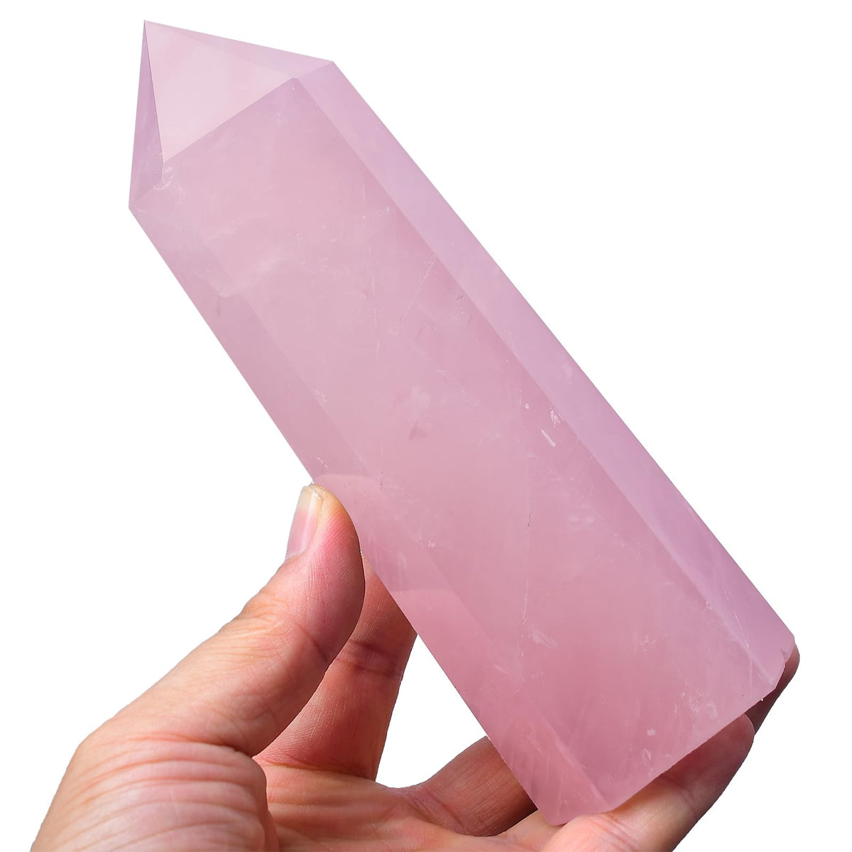 FZBHRO large rose quartz tower centerpiece for meditation and calm ambience.