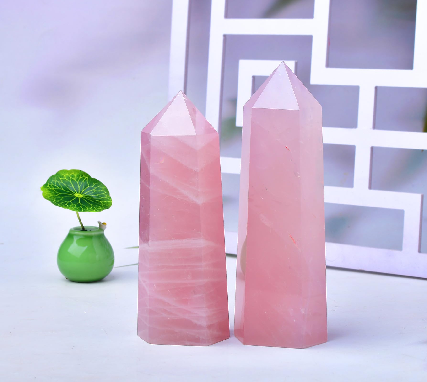 FZBHRO large rose quartz wand for energy direction during practice.