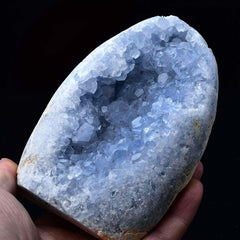 FZBHRO natural geode with pale blue celestite veins