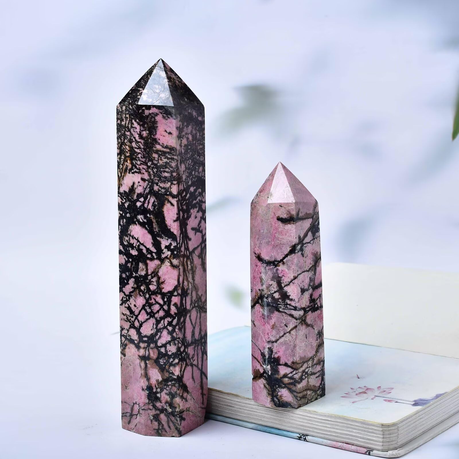 FZBHRO Rhodonite balance energy tower supports chakra balancing environments.