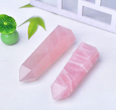 FZBHRO rose quartz tower on desk creates calm workspace.