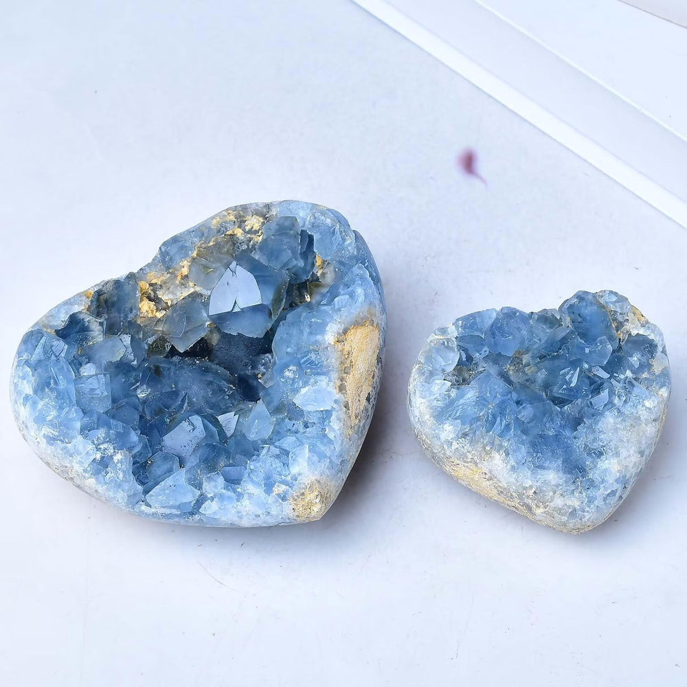 FZBHRO sky blue celestite heart suitable for collection and mindful practice.
