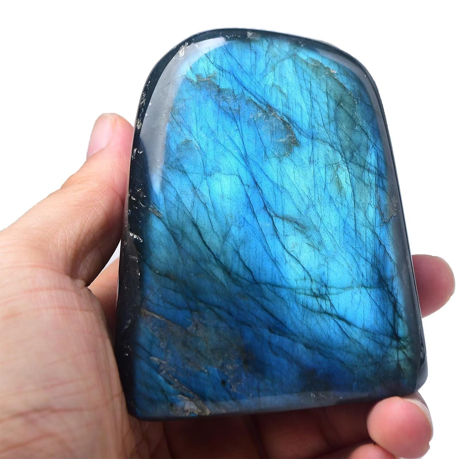 FZBHRO small Labradorite rock slab with blue iridescence ideal for meditation