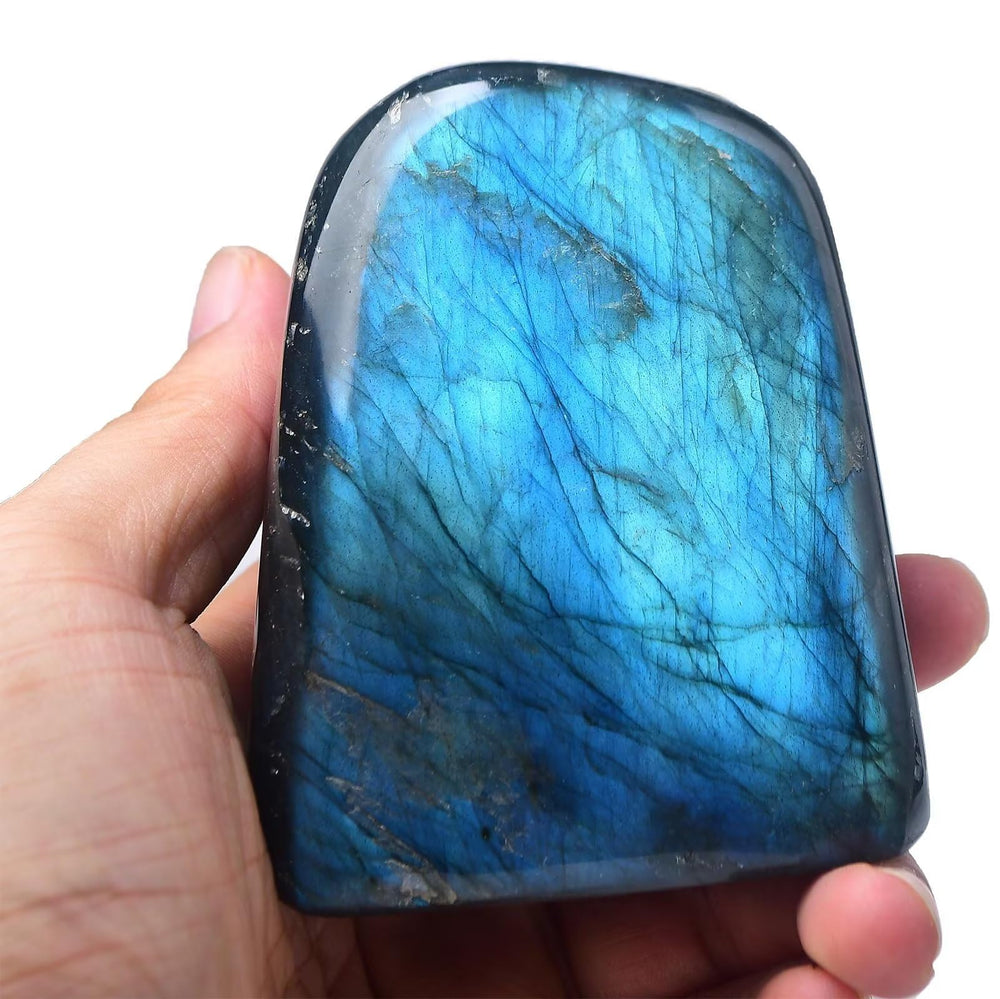 FZBHRO small Labradorite rock slab with blue iridescence ideal for meditation