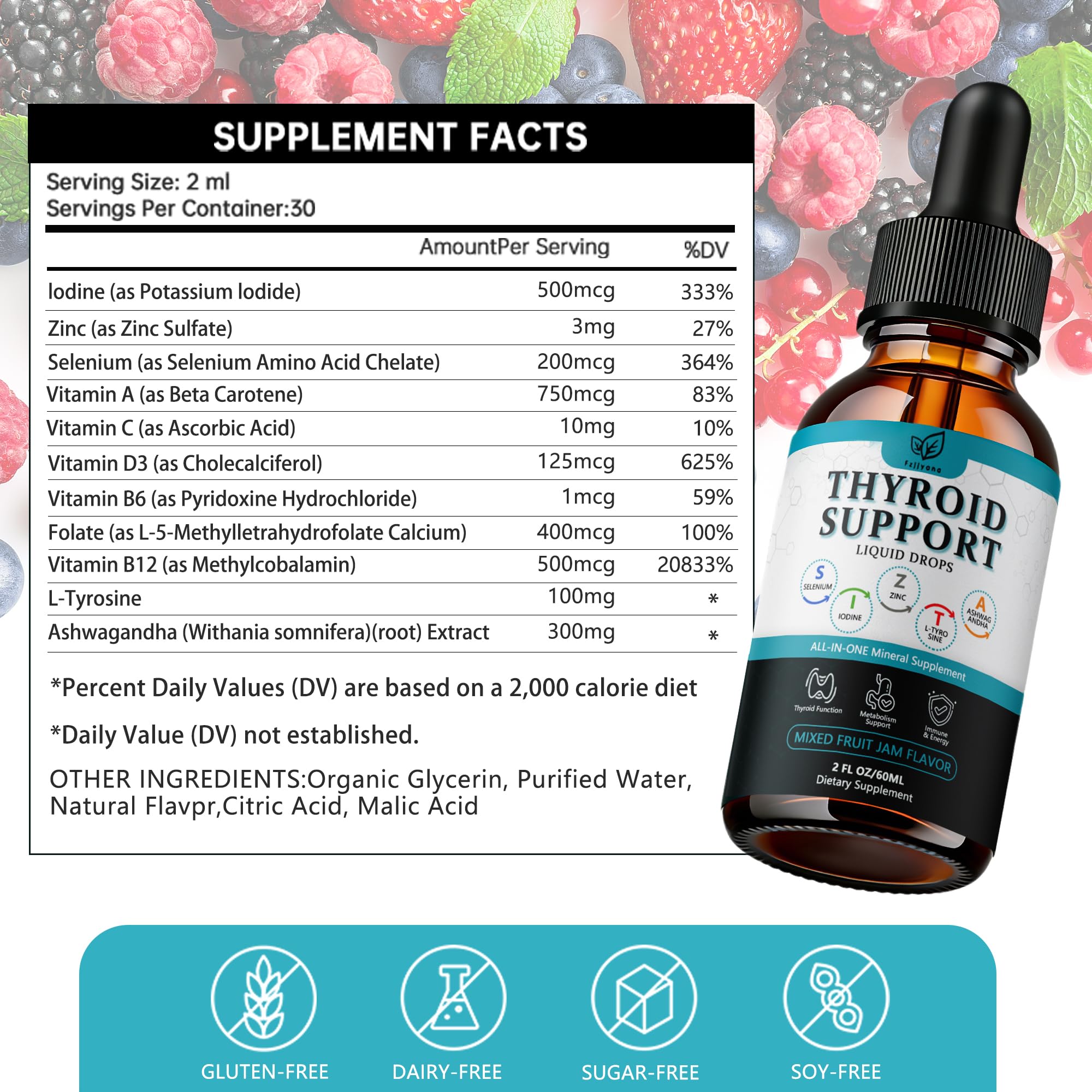 Fzjjyana Drops being added to water for convenient consumption.