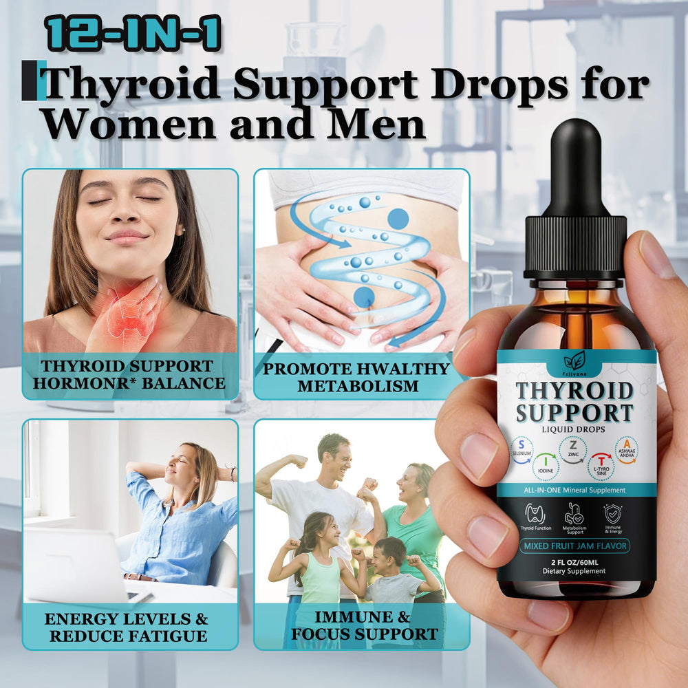 Preparing the daily 2 ml dose of Fzjjyana Thyroid Drops in a glass.
