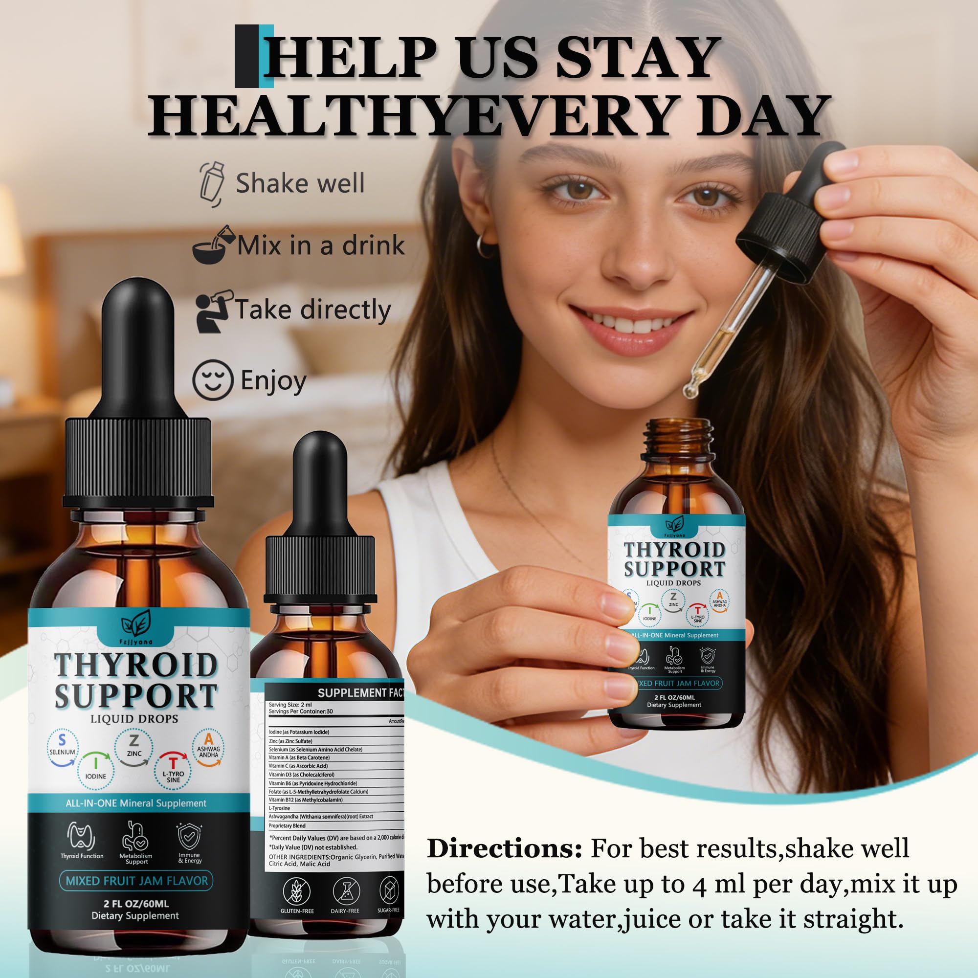 GMP-certified packaging and branding of Fzjjyana Thyroid Drops.