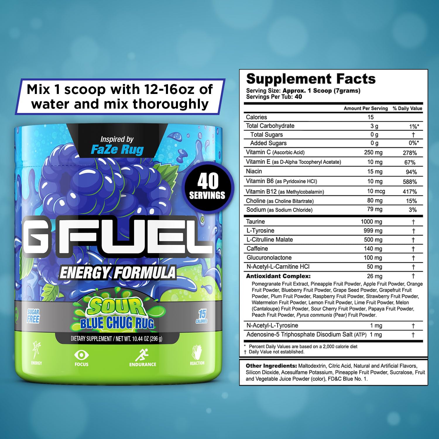 G Fuel Chug Rug dissolved powder in water shows smooth consistency