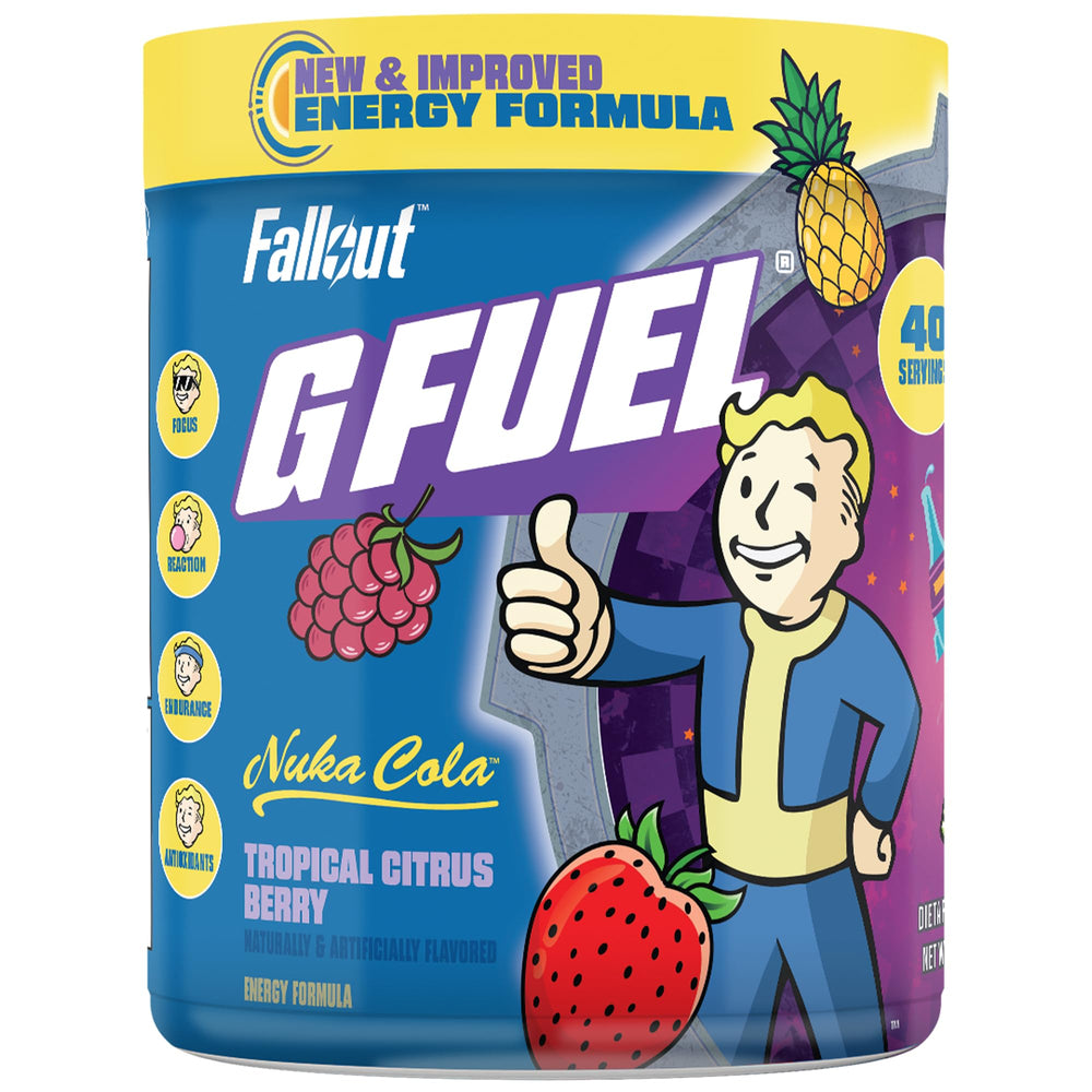 G Fuel Nuka Cola 2.0 energy powder in tropical citrus berry flavor for focused gaming