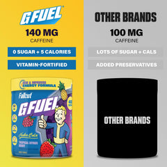 Scoop and jar showing powder texture with quick-mix convenience for on-the-go energy