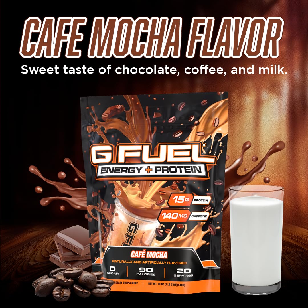 G Fuel Cafe Mocha bottle on counter ready for focus.