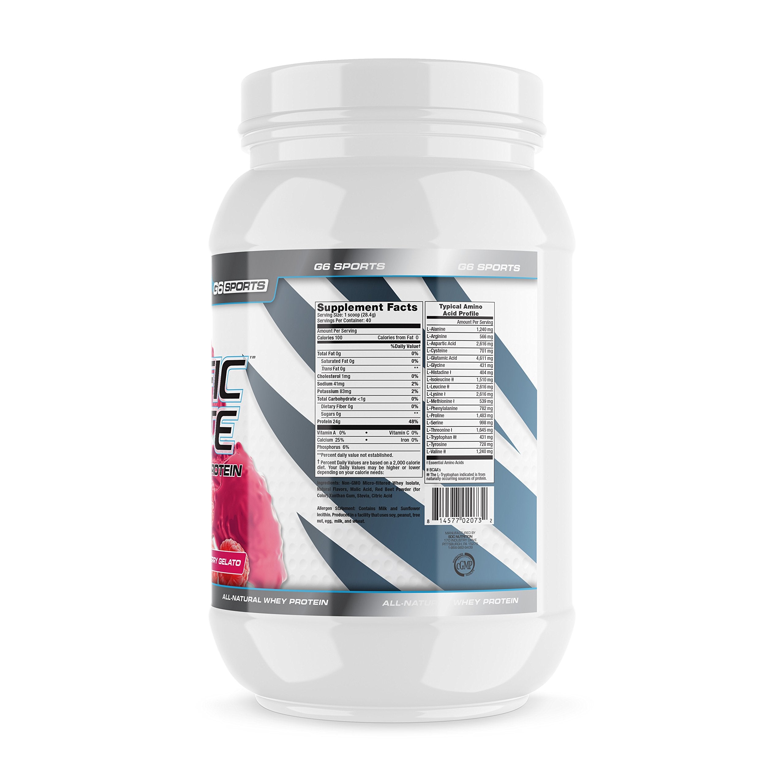 G6 Prolific Isolate Raspberry Gelato pour after workout for easy protein intake.