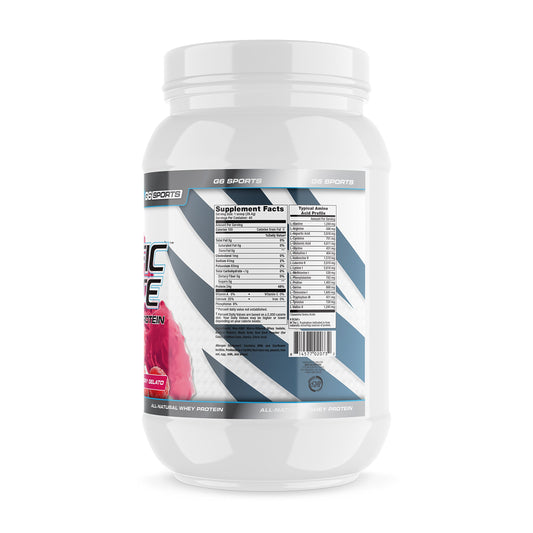 G6 Prolific Isolate Raspberry Gelato pour after workout for easy protein intake.