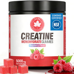 GABE SUNNYBEARS Creatine Gummies raspberry bottle for daily energy support.