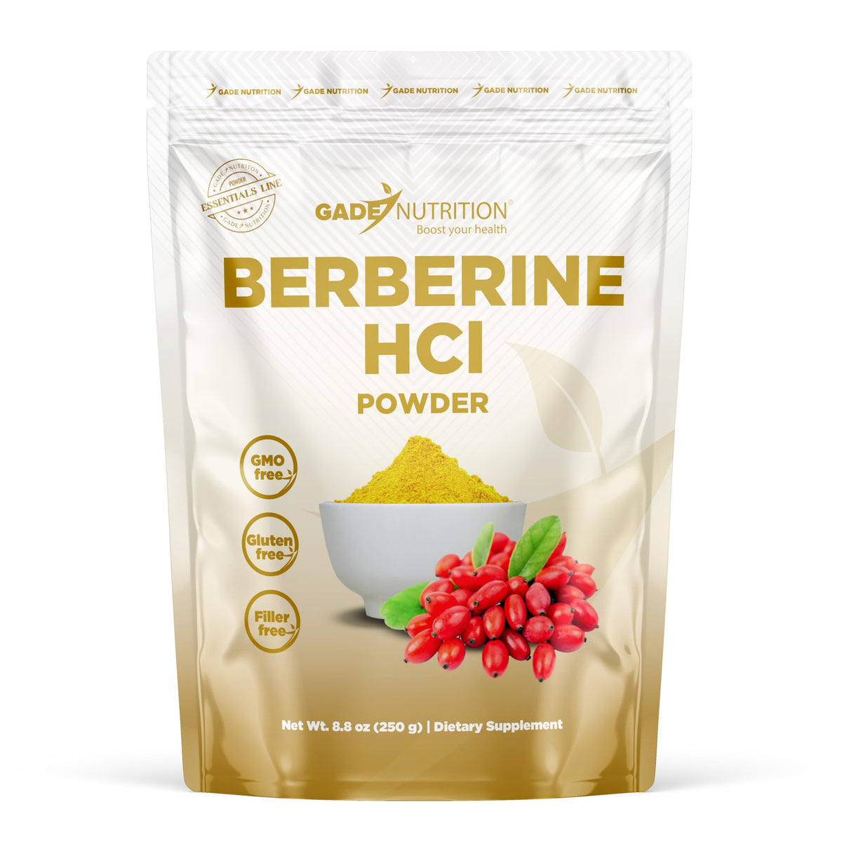 GADE Nutrition Berberine HCl powder bottle with concentrated extract for daily use