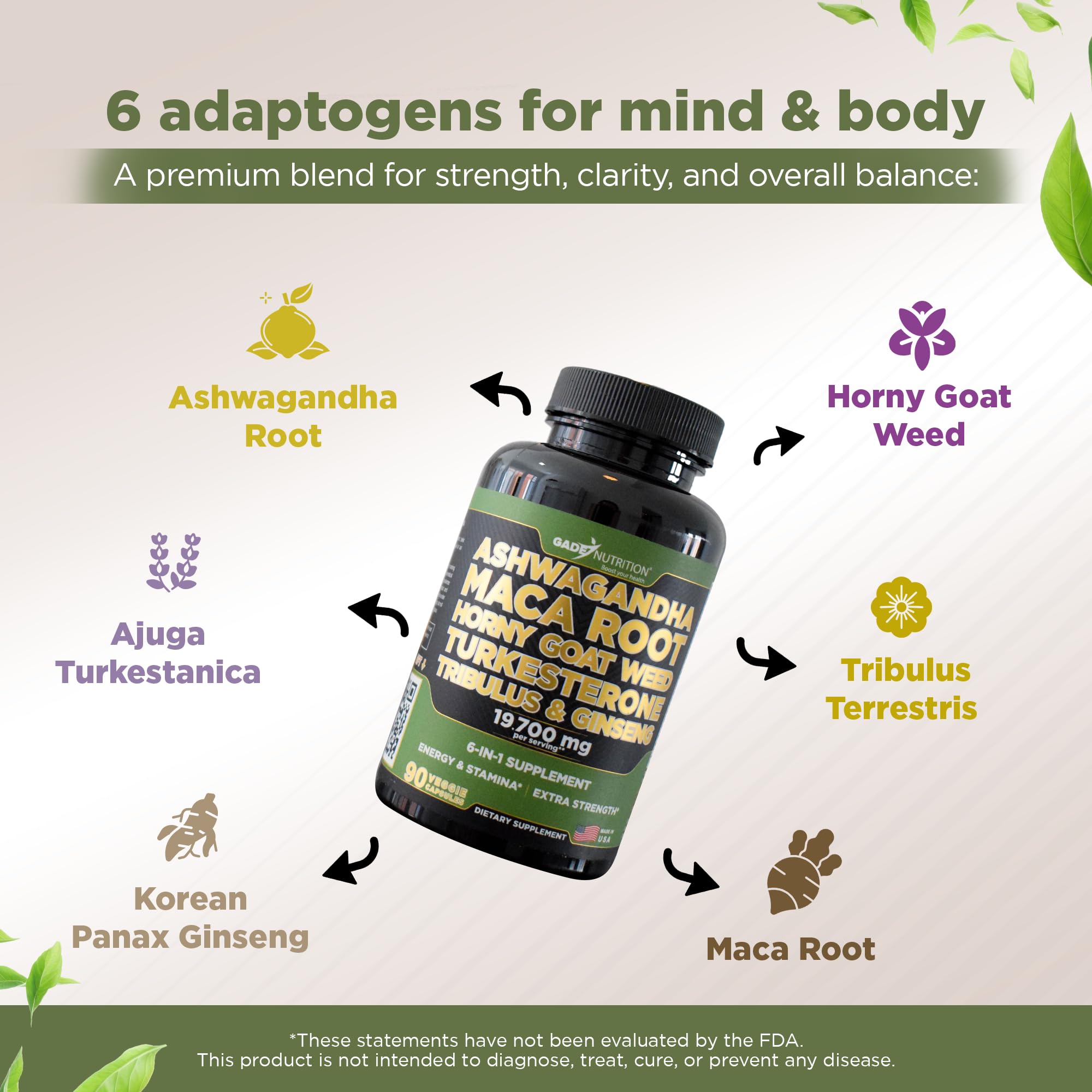 GADE NUTRITION Maca and Ginseng blend tablet image for endurance.