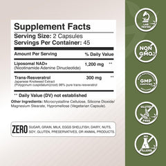 GADE Nutrition NAD+ with Resveratrol capsules closeup highlights liposomal delivery and purity