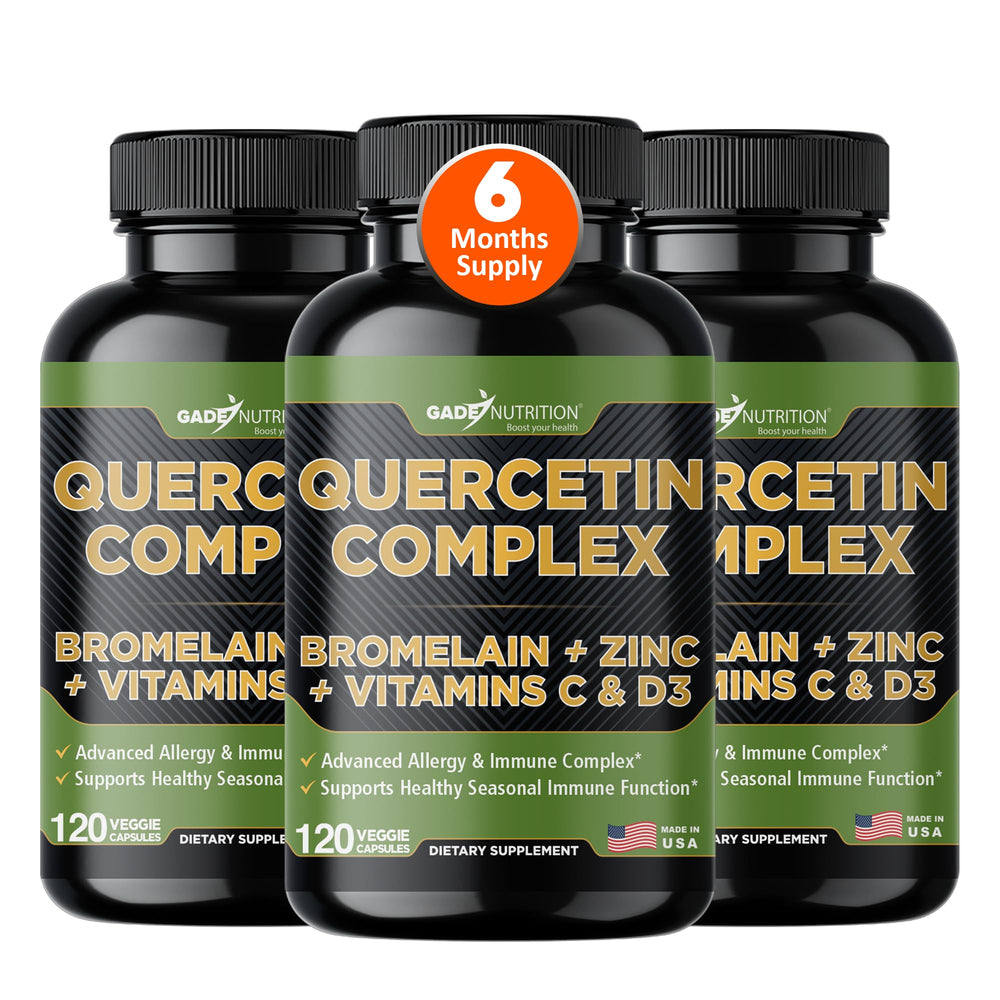 GADE NUTRITION quercetin bottle showcases immune support for daily wellness