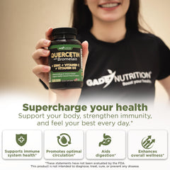 Gade Nutrition quercetin capsules close-up for easy daily use.