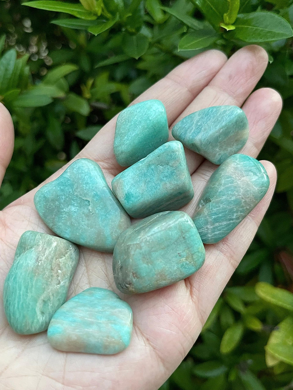 GAF Treasures amazonite stones ready for reiki and meditative sessions.