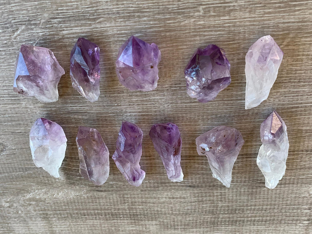 GAF TREASURES amethyst point rough stones ideal for crystal grids.