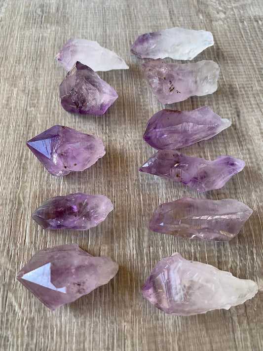 GAF TREASURES natural raw amethyst point for grid work and focus.