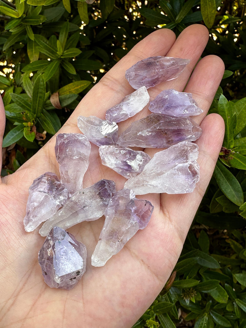 GAF TREASURES amethyst points facets glow under light for display