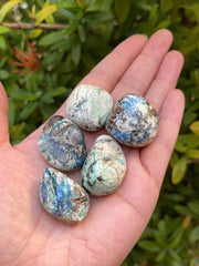 GAF TREASURES azurite malachite grid-work stone for crystal layouts and mindful energy practices