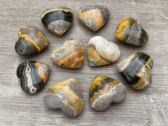 GAF Treasures Bumble Bee Jasper heart front view with polished surface for focus and calm