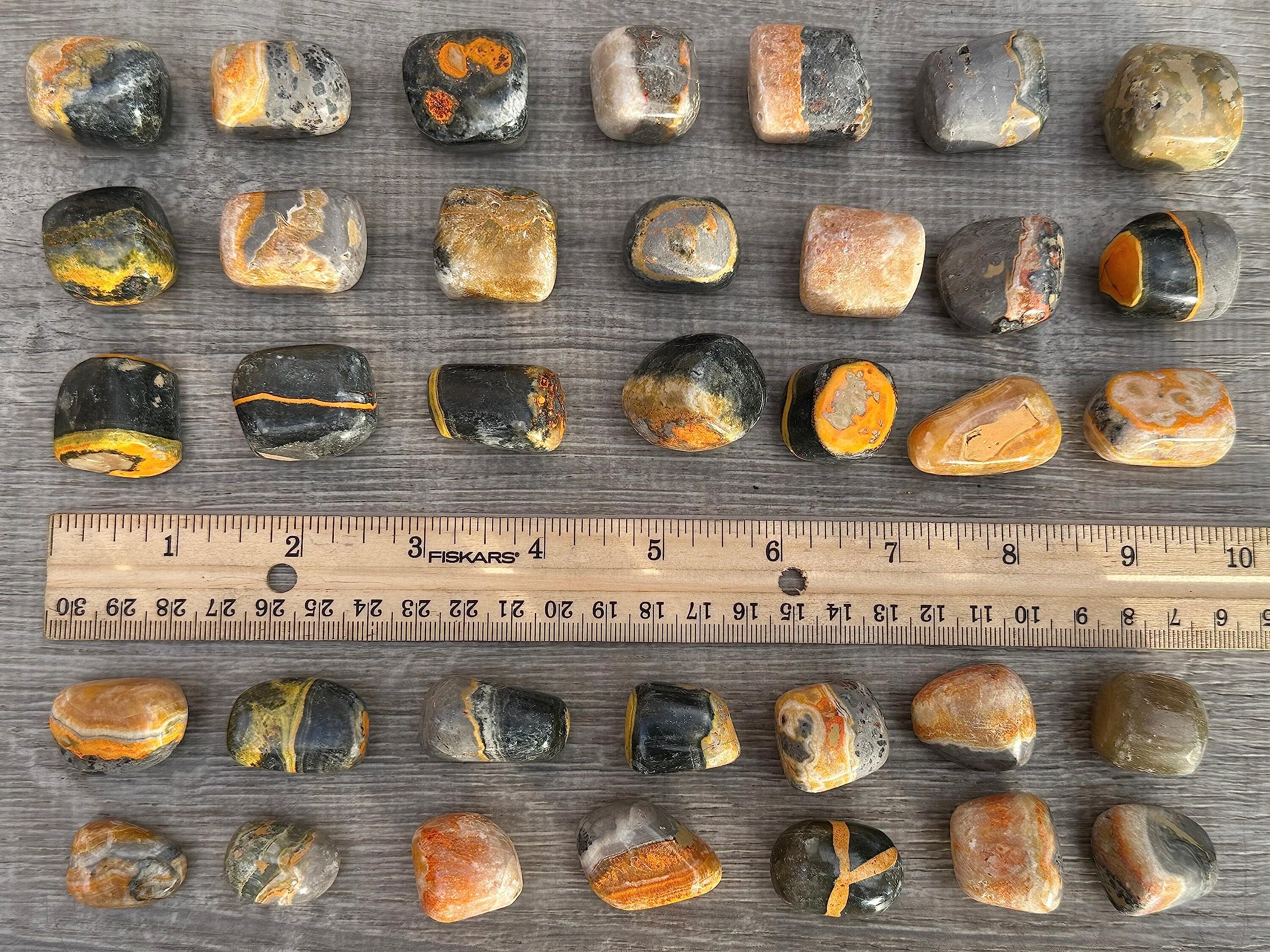 GAF TREASURES Bumble Bee Jasper shows natural color variations and patterns.