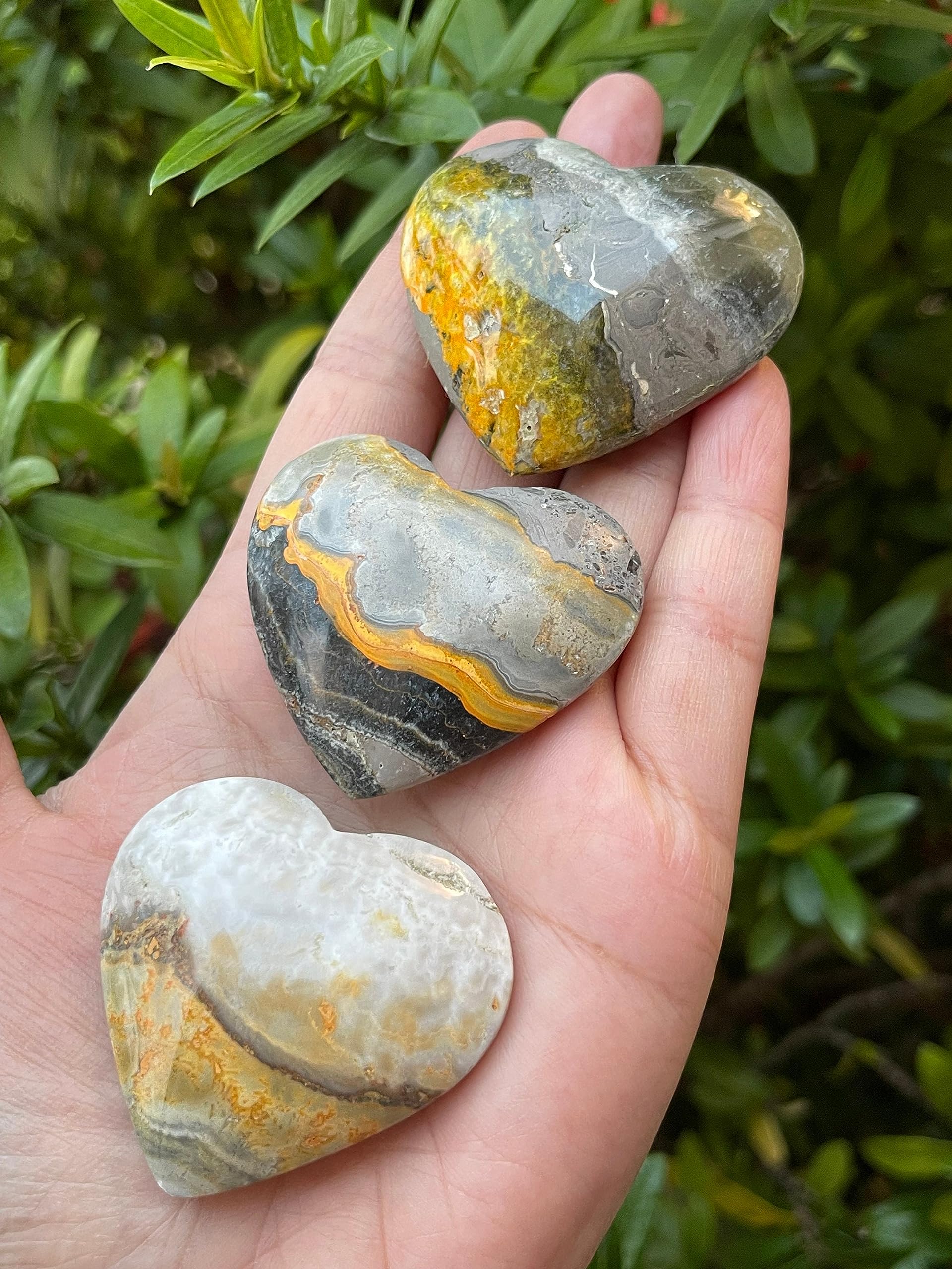 GAF Treasures Bumble Bee Jasper worry stone in pocket for stress relief
