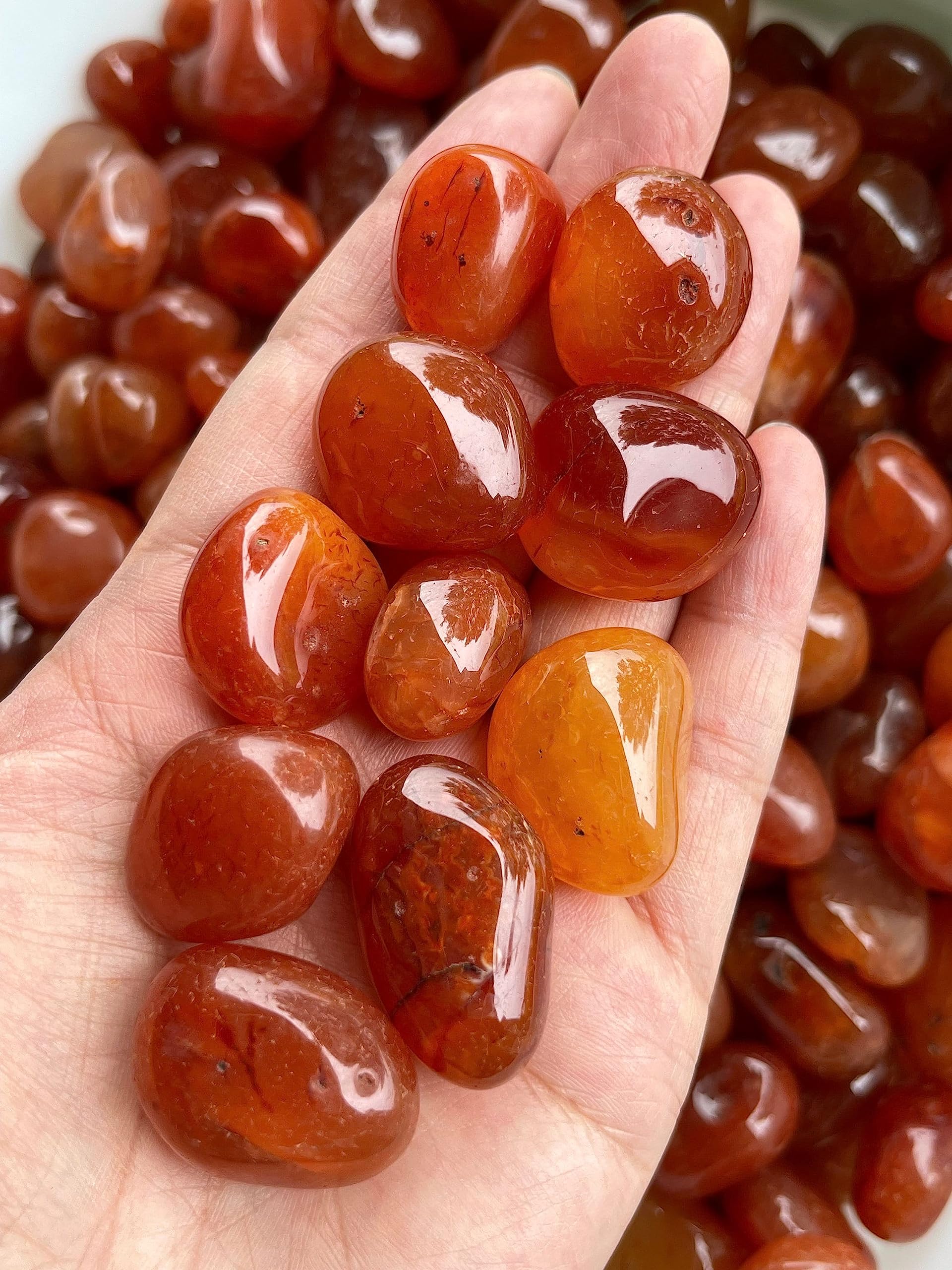 GAF TREASURES Carnelian stones show varied colors for personal grid setups