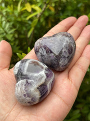 GAF Treasures Chevron Amethyst Heart handheld view for meditative focus and emotional harmony.