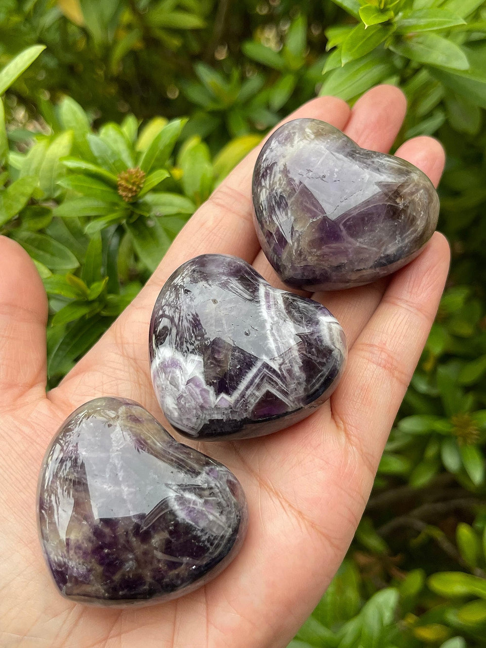 GAF Treasures Chevron Amethyst Pocket Stone for on-the-go soothing energy and balance.