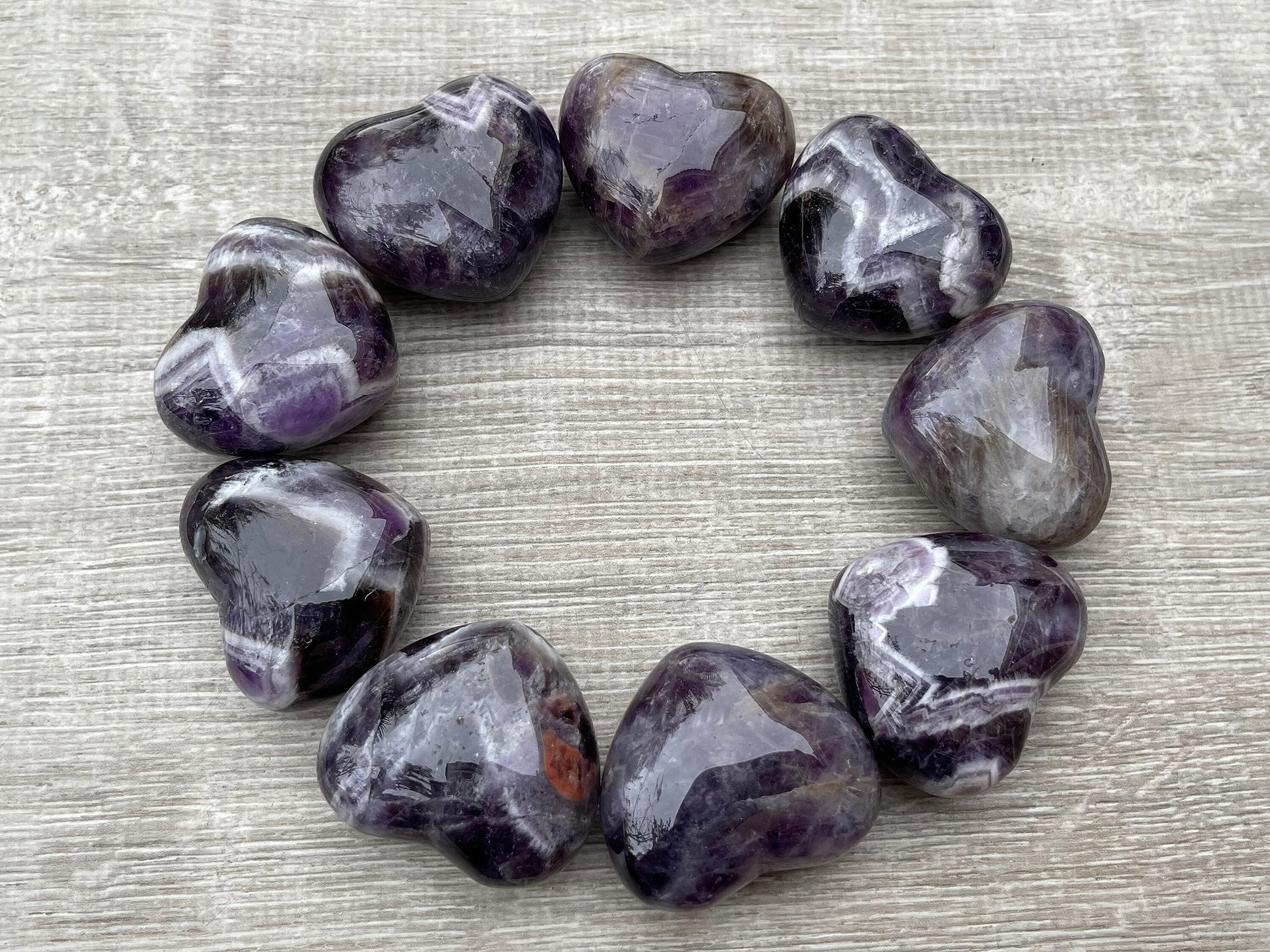 GAF Treasures Chevron Amethyst Worry Stone in hand to ease daily stress.