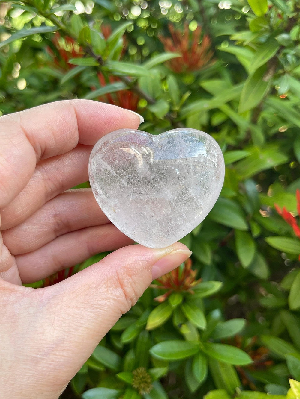 GAF Treasures clear quartz healing crystal heart supports mindful breathing