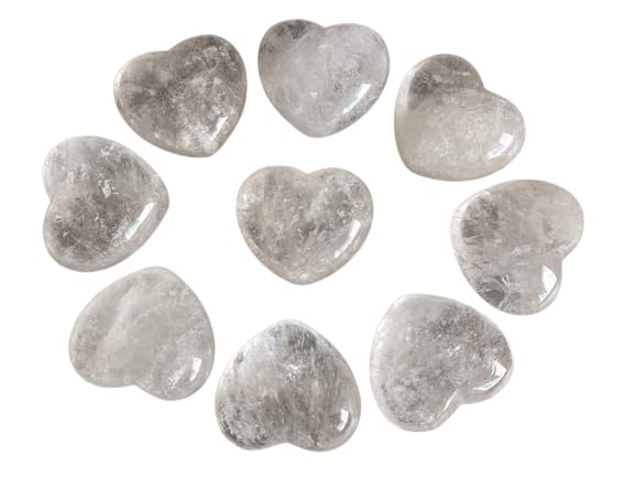 GAF Treasures clear quartz heart palm stone for grounding during meditation
