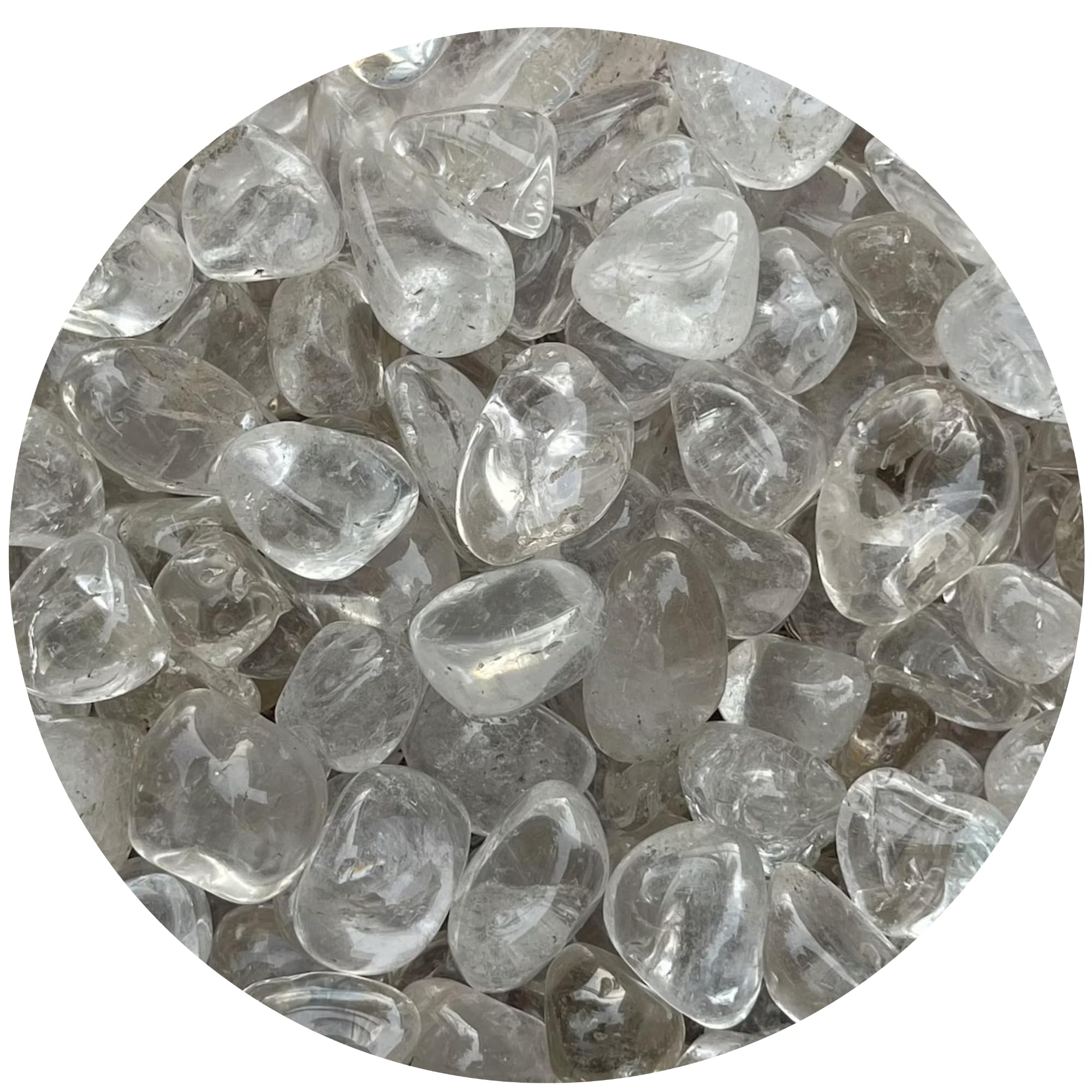 GAF TREASURES clear quartz tumbled stones 1lb – smooth surfaces ideal for crystal grids.