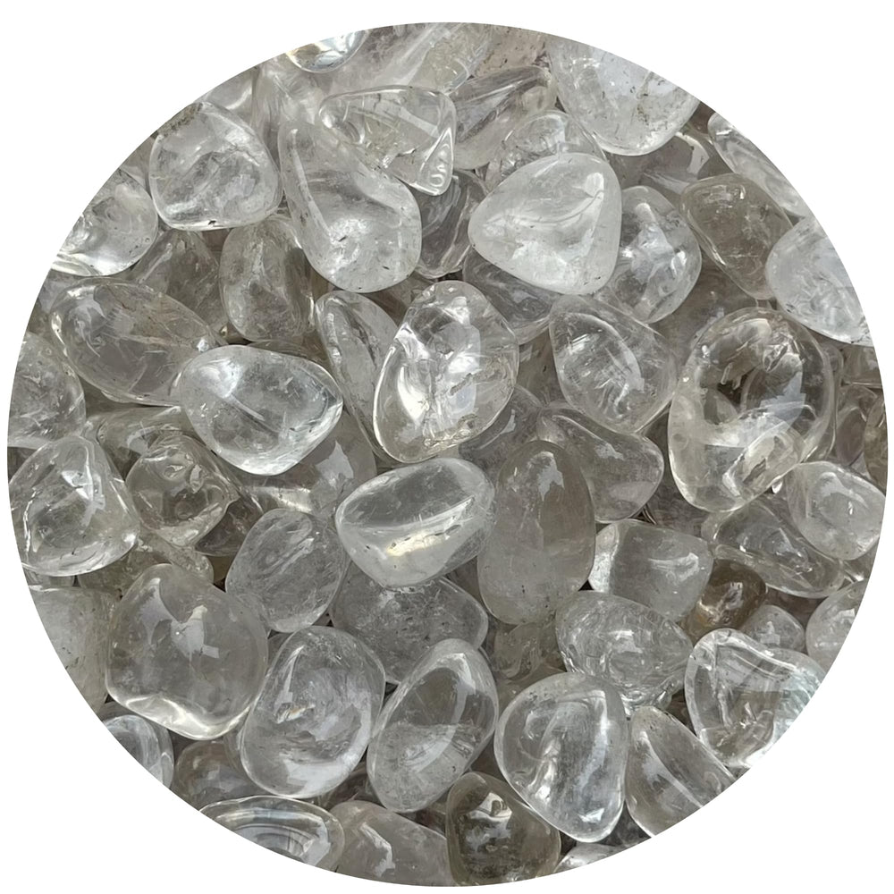 GAF TREASURES clear quartz tumbled stones 1lb – smooth surfaces ideal for crystal grids.