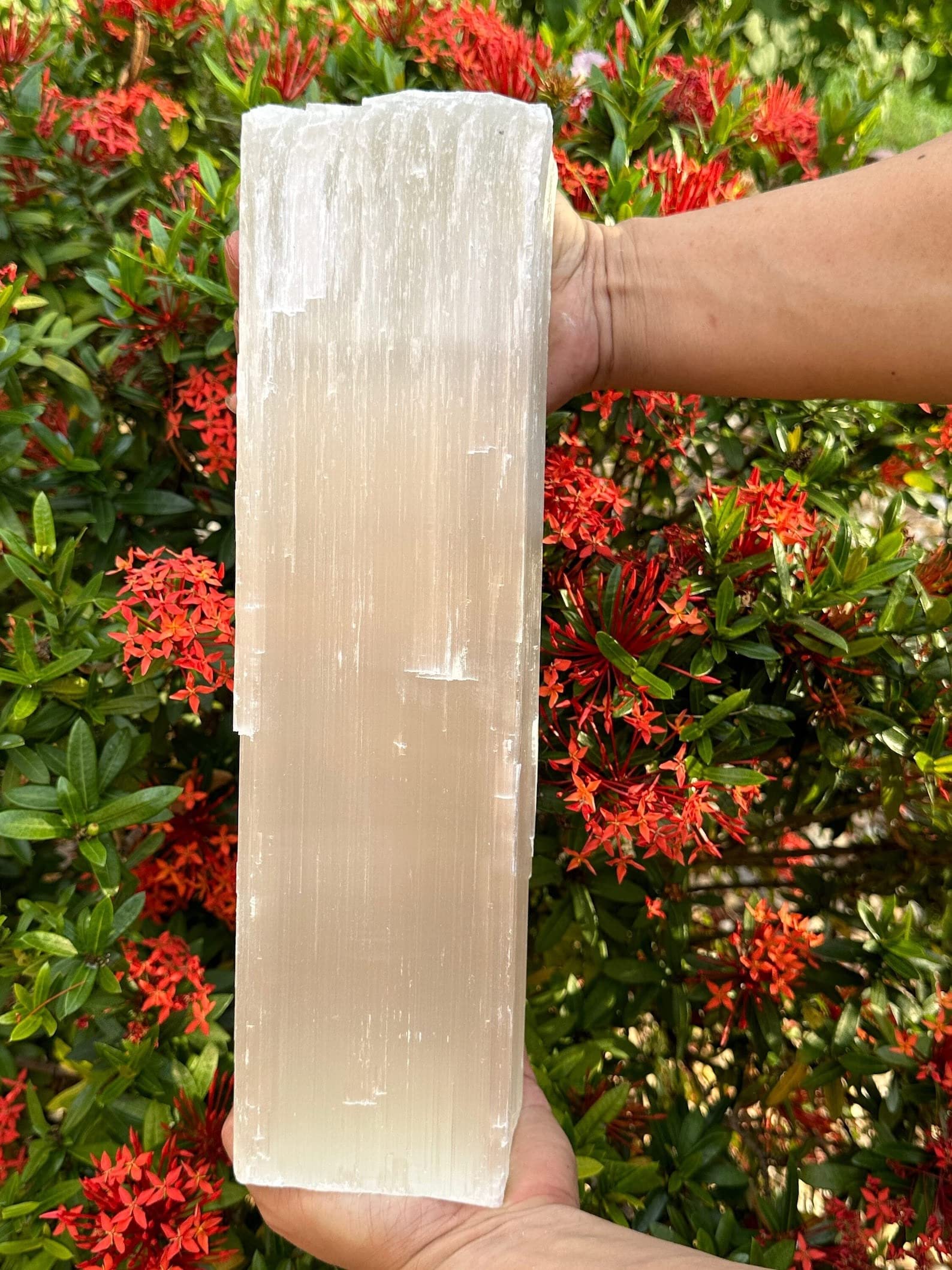 GAF TREASURES jumbo selenite log — natural white crystal for striking decor.