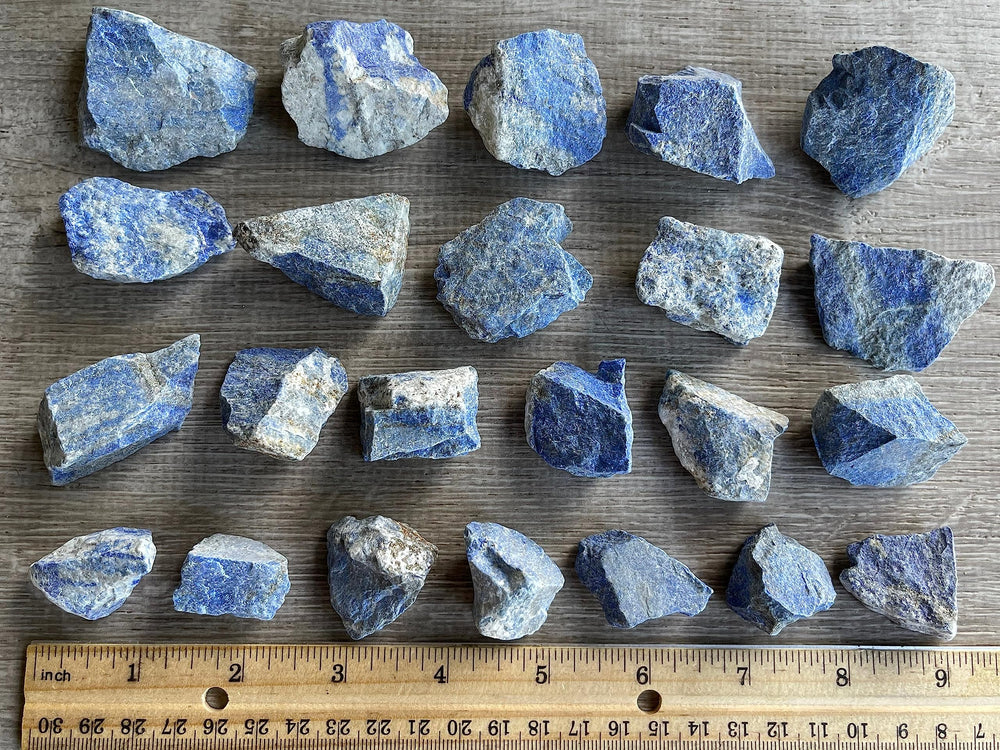 GAF Treasures blue lapis lazuli stones with unique patterns for creative displays.