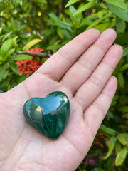 GAF TREASURES malachite healing crystal heart, supports heart chakra awareness.