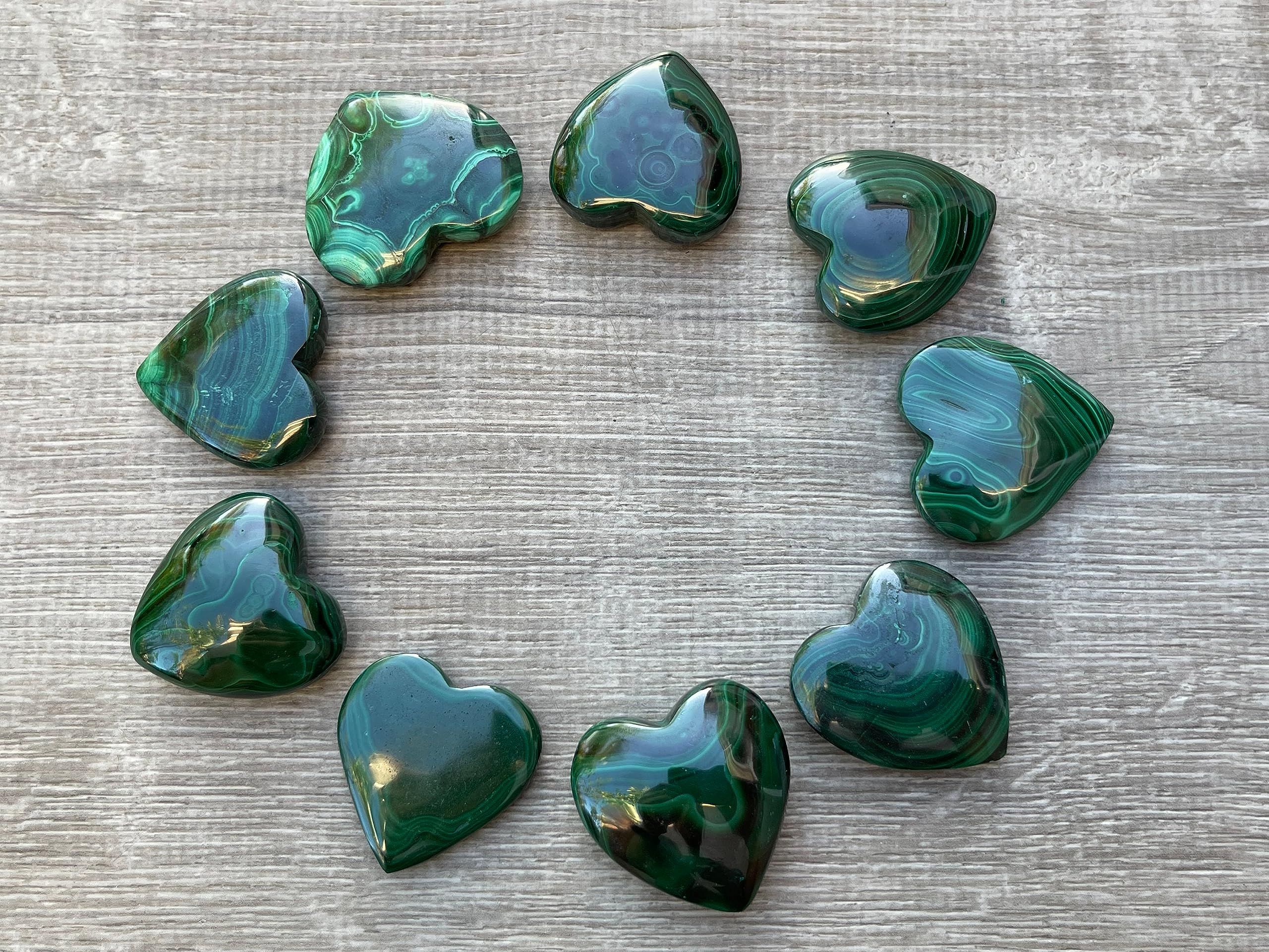 GAF TREASURES malachite worry stone, handy for quick stress relief.