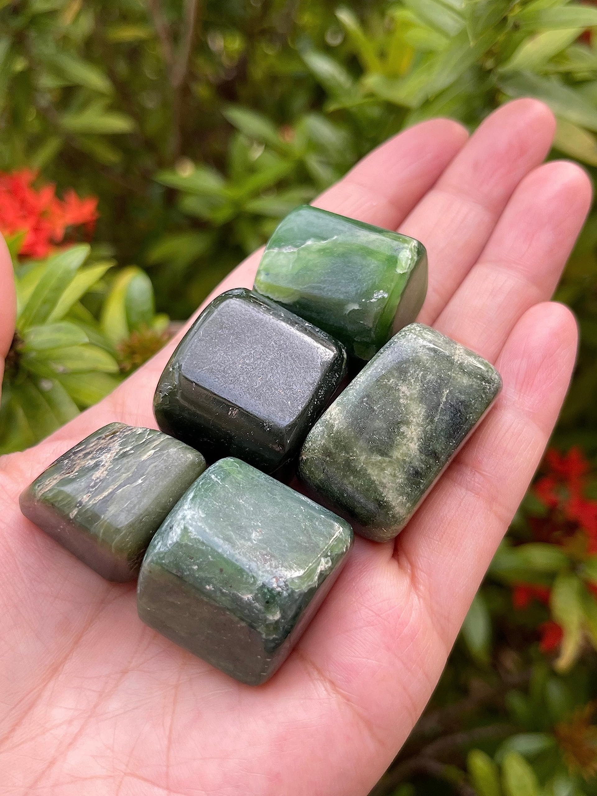 GAF Treasures nephrite jade polished rocks for crystal grids and decor