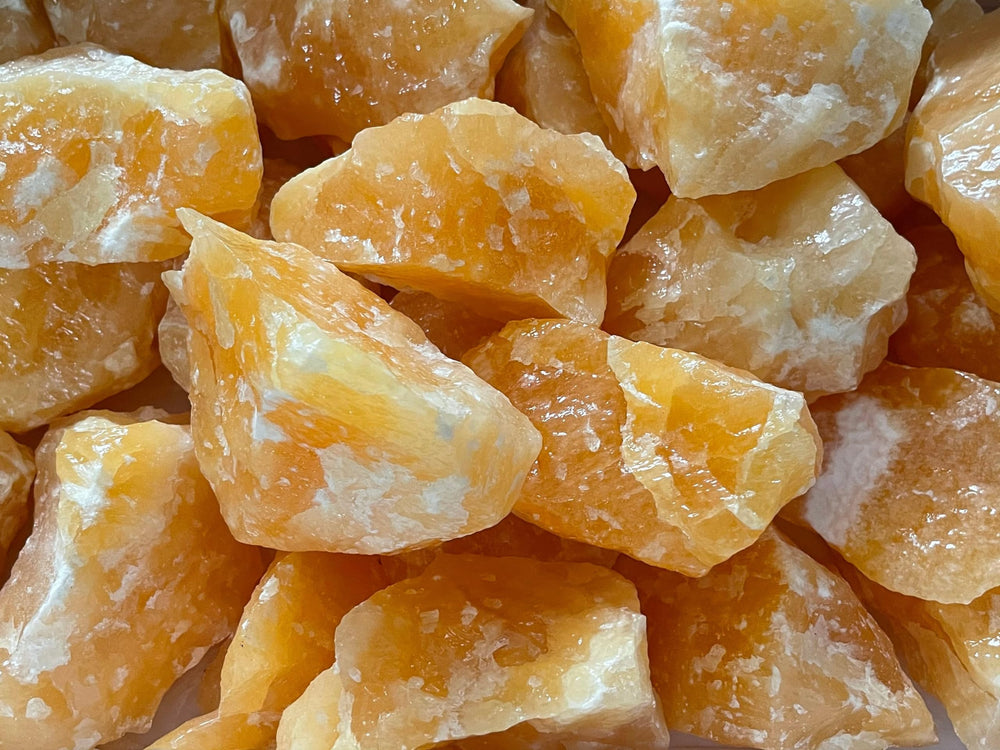 GAF Treasures orange calcite cabochon-ready sample for jewelry making