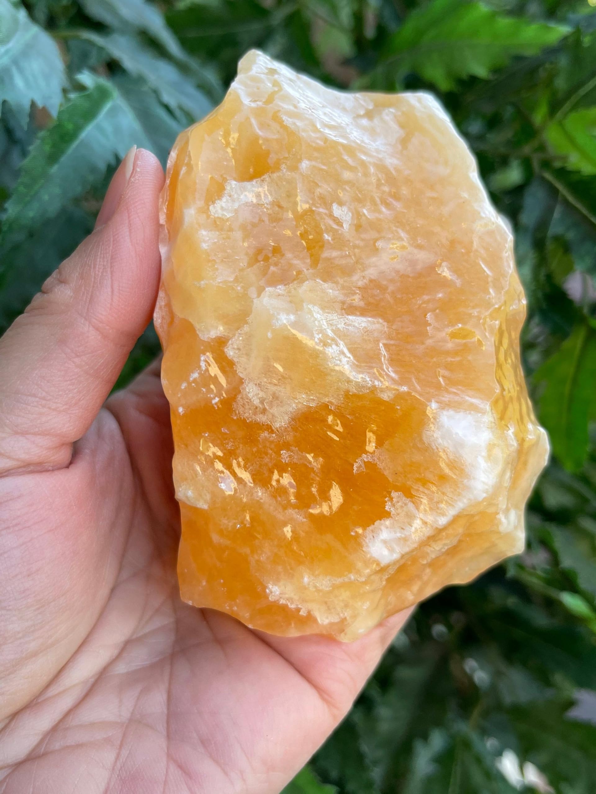 GAF Treasures orange calcite rough extra-large 1-2lb shows natural color variation