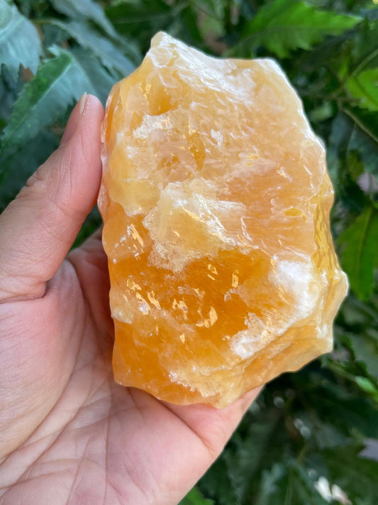 GAF Treasures orange calcite rough extra-large 1-2lb shows natural color variation
